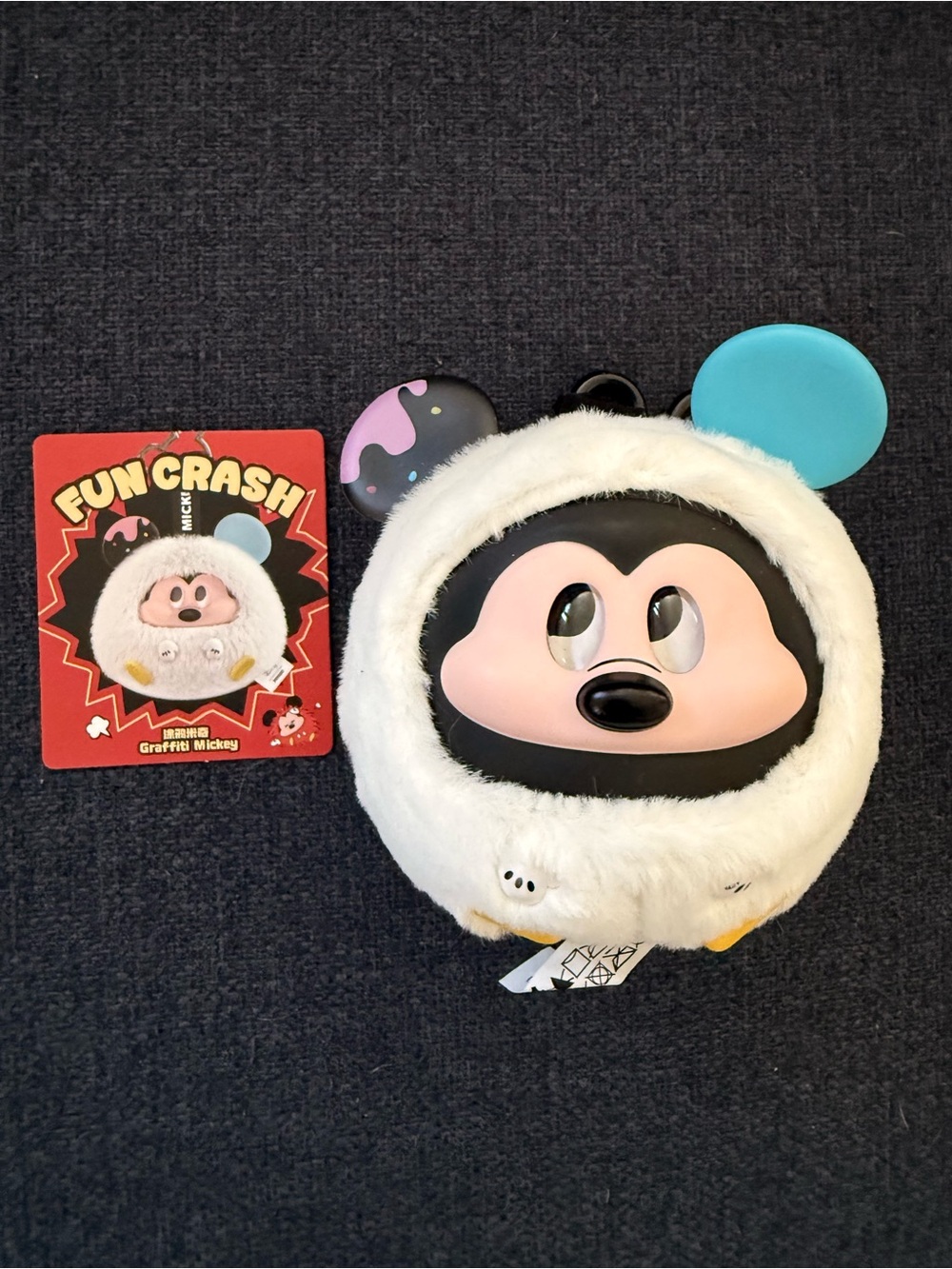 Fun Crash Graffiti Mickey Plush Toy - White and Black Cute Character